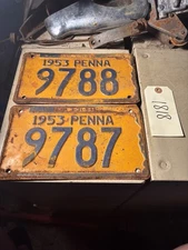 1953 Pa Pennsylvania Vintage Consecutive License Plates 