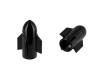 "Set: 2X Ventilkappe \"Rakete\", Schwarz Eloxiert"