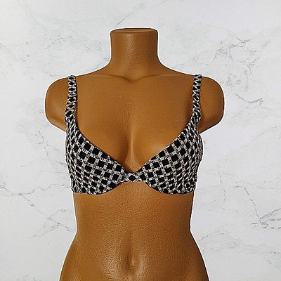 La Perla Studio Luxury Bra BH 75B 34 B Logo Rauten Black White Boutique Sylt Neu
