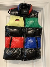 Reason black color block polyester puffer ves...