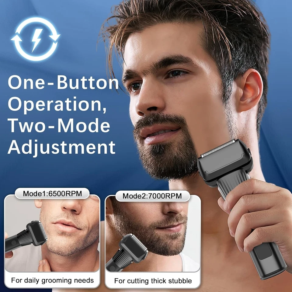 Mens Electric Razor Shaver 2-Speed 5-Blade Cordless Rechargeable Hair Trimmer - Image 3 of 4