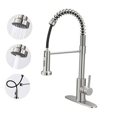 Kitchen Faucets with Pull Out Sprayer Brushed Nickel Spring Pull-Out