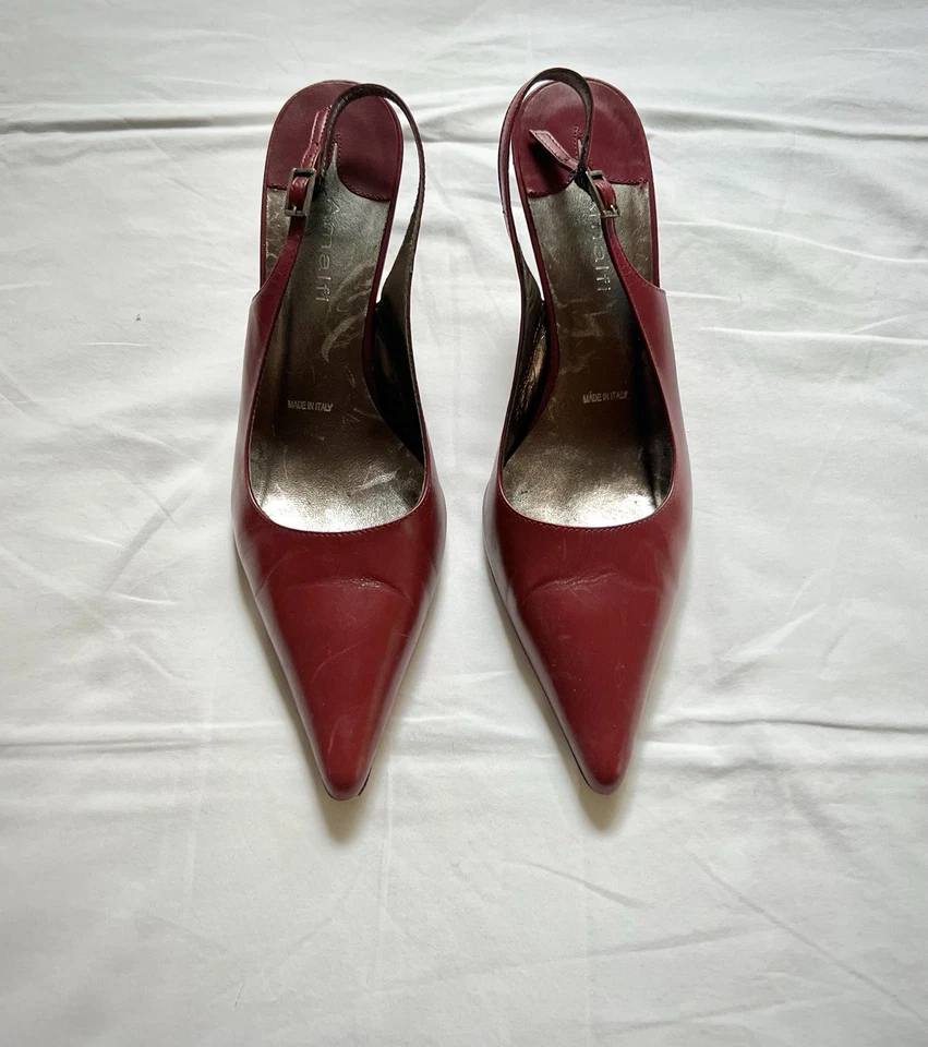 Amalfi by Rangoni Burgundy Slingback Leather Kitten Heels - Image 3 of 4