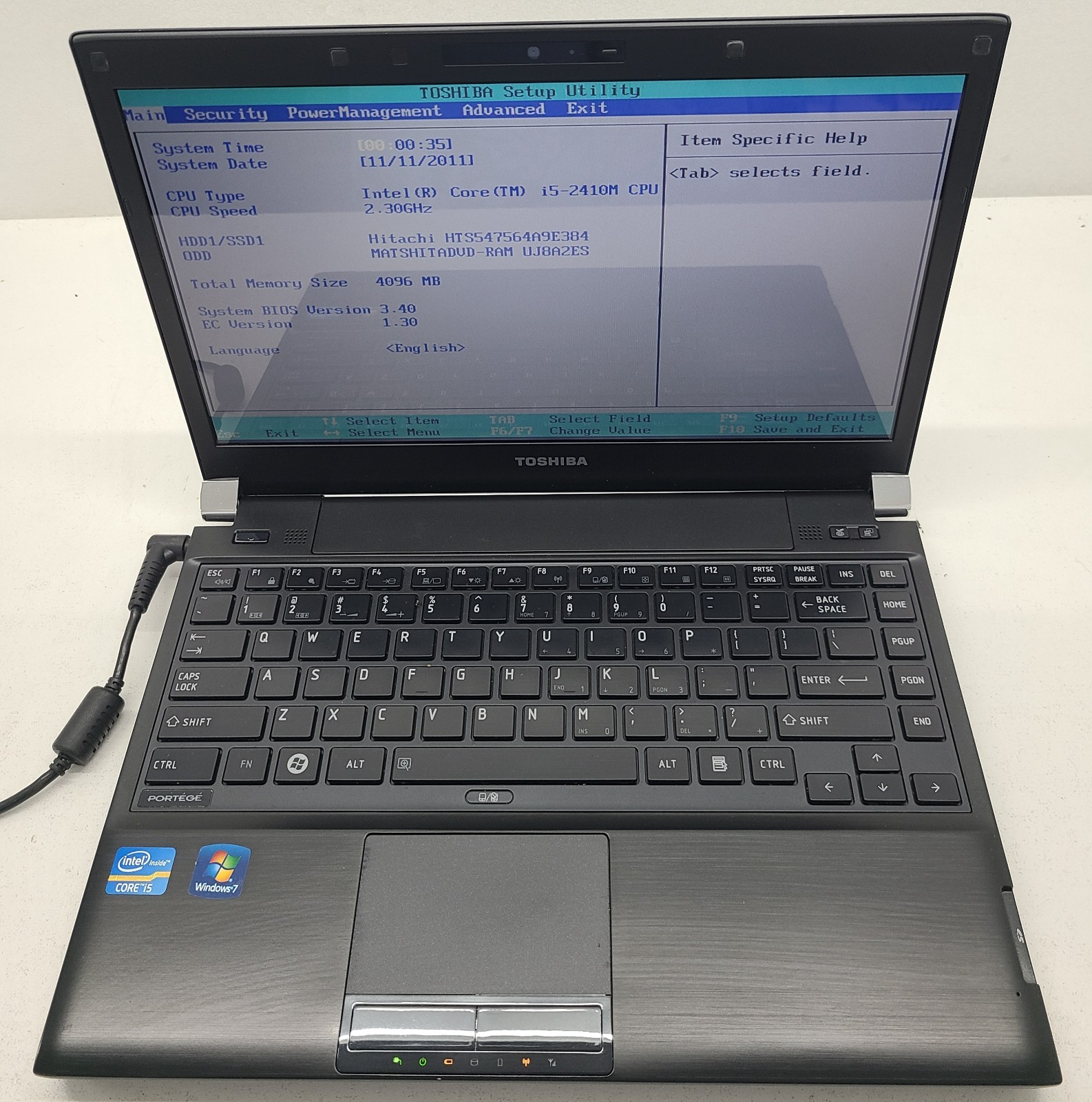 Toshiba Portege R835-P56X Laptop Intel Core i5-2410M 4GB 640