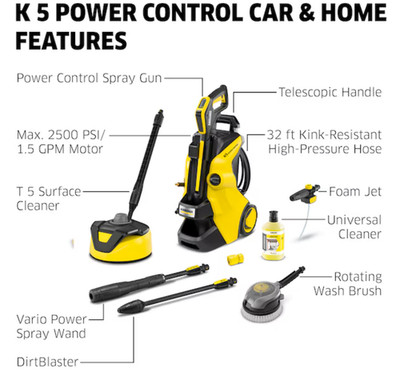 Karcher K5 Power Control Electric Pressure Washer Surface Cleaner Free Shipping