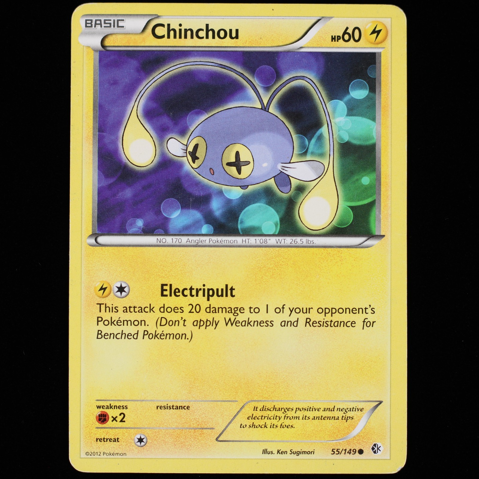 Pokémon TCG Chinchou 55/149 Boundaries Crossed Regular Common Card 2012 LP