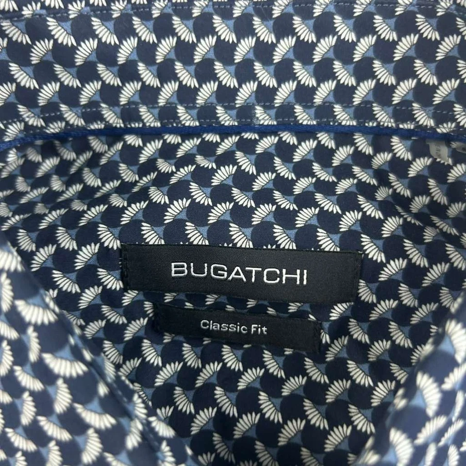 Bugatchi Shirt Mens Medium Blue Cotton Classic Fit Long Sleeves Button Up NWT - Image 2 of 4