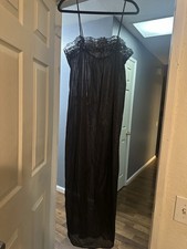 Vintage 80s Cachet Black  Lace Nightgown Women Medium 12/14 Sears