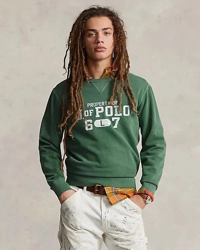 Polo Ralph Lauren Collegiate-Inspired Fleece Sweatshirt - XS - Fade Green - NWT image 4