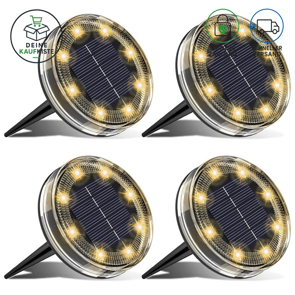 Solar Bodenleuchten 4 StüCk 8 LED FüR AußEn Garten Terrasse Wegbeleuchtung-image