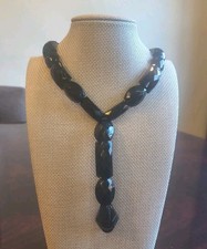 RARE ANTIQUE 19c RARE WHITBY JET SNAKE NECKLACE SIGNED by JEWELER REGISTERED