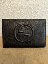 Authentic Retired GUCCI Black Leather Soho Envelope Card Case