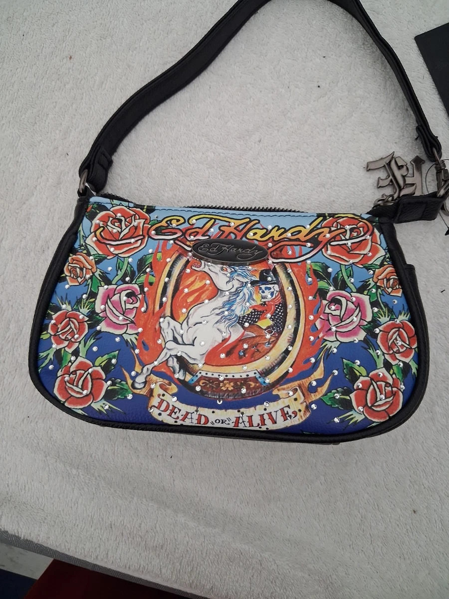Ed Hardy Zip Faux Leather Exterior Bags & Handbags for Women for
