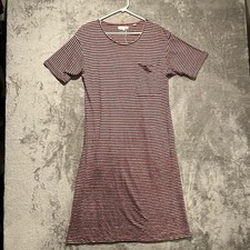 Chinti and Parker Striped 100% Linen Dress Sz Small Pink Gray Maroon