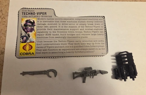 Vintage 1987 G.I. Joe Hasbro Techno-Viper Accessories & File Card ~ No Figure