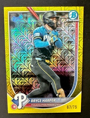 2025 Bowman Chrome- BRYCE HARPER -Mega Box Mojo Yellow Refractor /75 Phillies