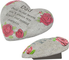 Heart Memorial Stone for Dad, Memorial Garden Stone-In Memory of Loved One Gifts