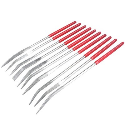 YAKAMOZ 10PCS Curved Mini Diamond Needle File Set Bent Small Metal Black 