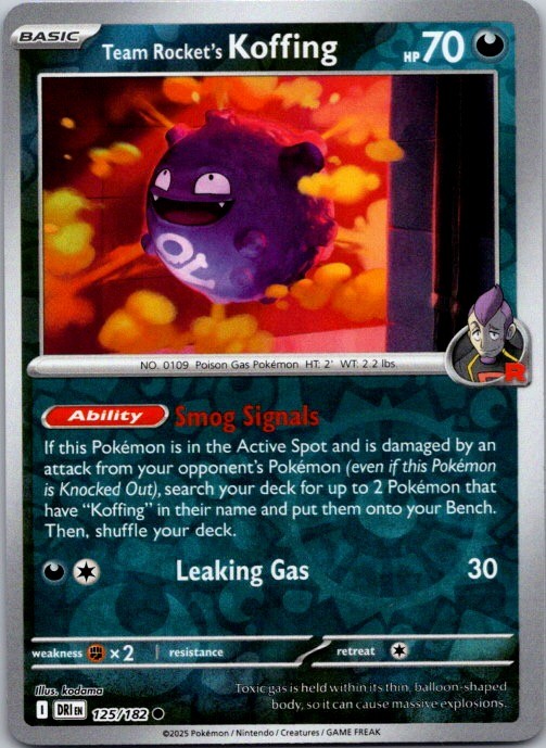 Team Rocket's Koffing 125/182 Common Destined Rivals Pokemon Reverse Holo NM