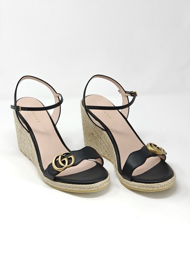 Gucci Marmont Double GG Espadrilles Platform Black UK 7 US 10 EUR 40 12810 - Picture 4 of 12