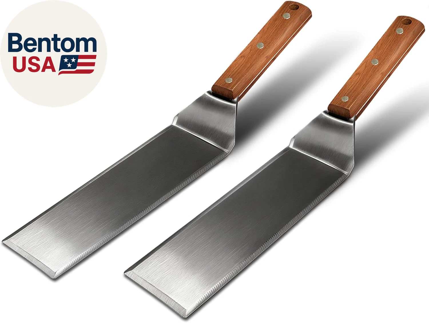 Extra Long Metal Griddle Spatula Set of 2- Wooden Stainless Steel Smash Burger S
Opens in a new wind