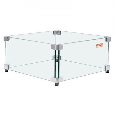 For Glass Wind Guard for Gas Fire Pit 19x19x7.5 Inch Tempered Glass
