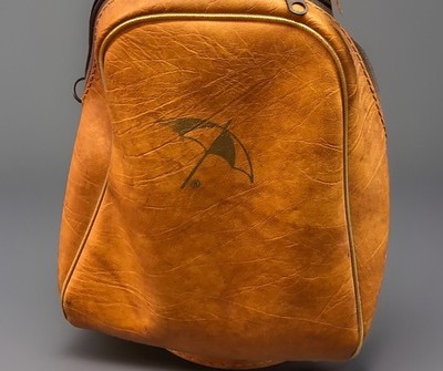 Vintage Cognac Brown Leather Umbrella Logo Arnold Palmer Golf Bag