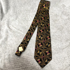Gianni Versace Tie brown red blue Print Geometric Silk Made Italy Vintage
