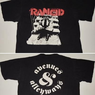 RANCID Concert TShirt 1995 XL Black Avenues & Alleyways Double Sided Missing Tag