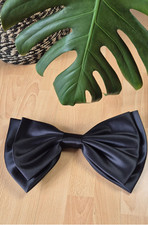 1pc 37cm Black Satin Back Bow Decor Waist Decoration Halloween Valentine's Day