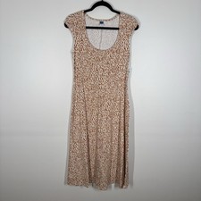 Old Navy Women S Neutral Cheetah Print Cap Sleeves Fit & Flare Midi Dress NWT