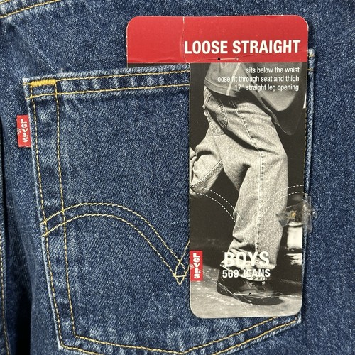 NWT Levi's Boys 569 Loose Fit Straight Student Denim Blue Jeans NEW Y2K Vintage - Picture 5 of 14