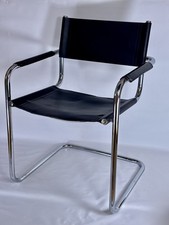 Vintage Mart Stam S34 Black Leather Chrome Cantilever Chair