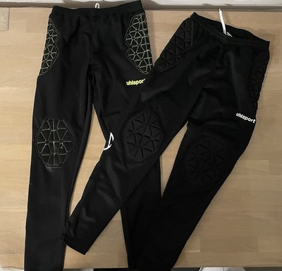2x uhlsport Torwarthose Kinder 164 gepolstert Schwarz Keeper Hose Set neuwertig