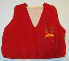 50's VTG Toddler Boy's Red Sweater Vest Corduroy Embellished Toy Soldier Reverse