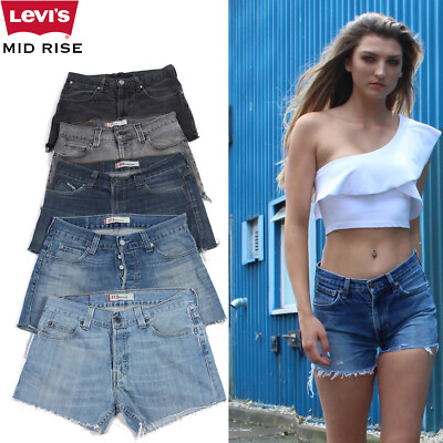 LEVIS DENIM SHORT WOMEN MID WAISTED 