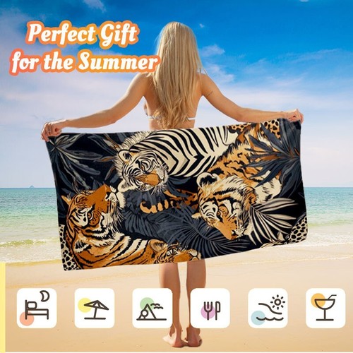 Tiger Design Oversize Beach Towel Quick Dry Microfiber Bath Towels Travel 30x60 - Picture 5 of 8