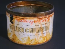 Vintage Kathryn Beich Golden Crumbles Empty Tin, Missing Lid,
