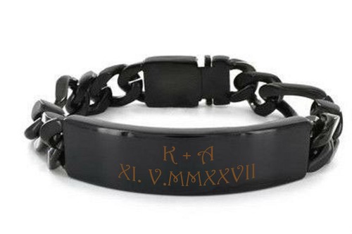 ID Massiv Edelstahl Armband mit Gravur nach Wunsch Panzerarmband 3 Farben NEU - Picture 3 of 11