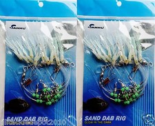 2 Packs Sand Dab Rigs 12 hooks glow squid sabiki bait glow in dark beads