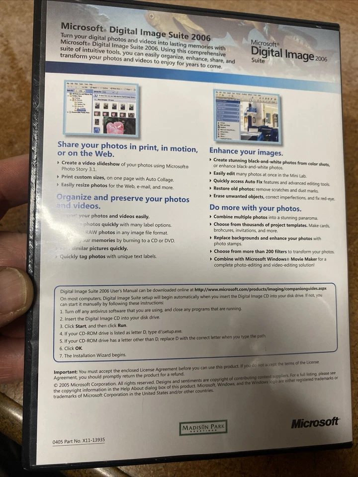 Microsoft Digital Image Suite 2006 PC 2 Disc Set Small Box Windows & Manual - Image 4 of 4