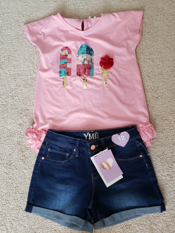 YMI Dark Blue Denim Shorts NWT Size 12 with Bonus Top!