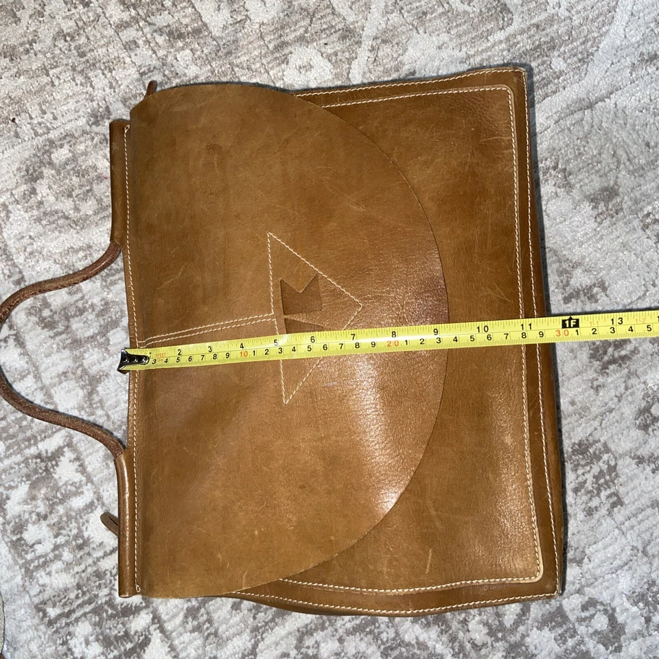 Bolso Bandolera Vintage Cuero Hecho a Mano Grano Completo Marrón Estructurado Foto 4 de 4