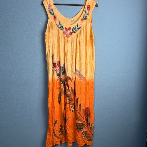Seven Islands Hawaii Viskose Maxikleid Blumenmuster ärmellos Übergröße Einheitsgröße