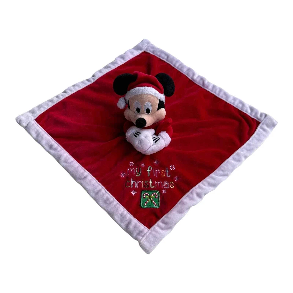 Disney Baby Lovey My First Christmas Security Blanket Red Velour Mickey Mouse - Image 3 of 4