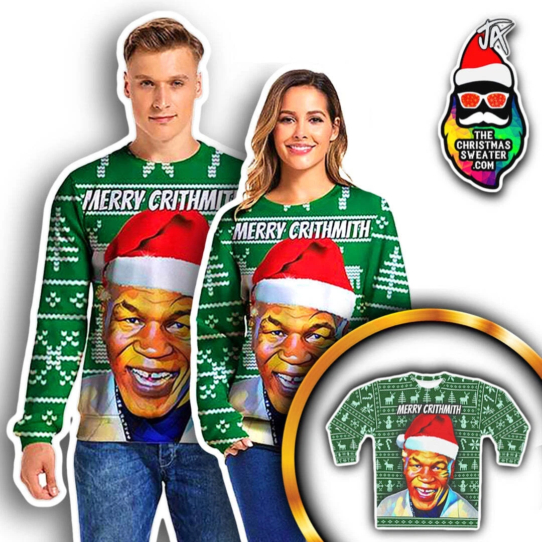 Mike Tyson UGLY CHRISTMAS SWEATER “Crithmith” Lisp Funny Xmas Party Sweatshirt