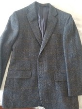 brooks brothers 40R harris tweed wool navy sport coat blazer