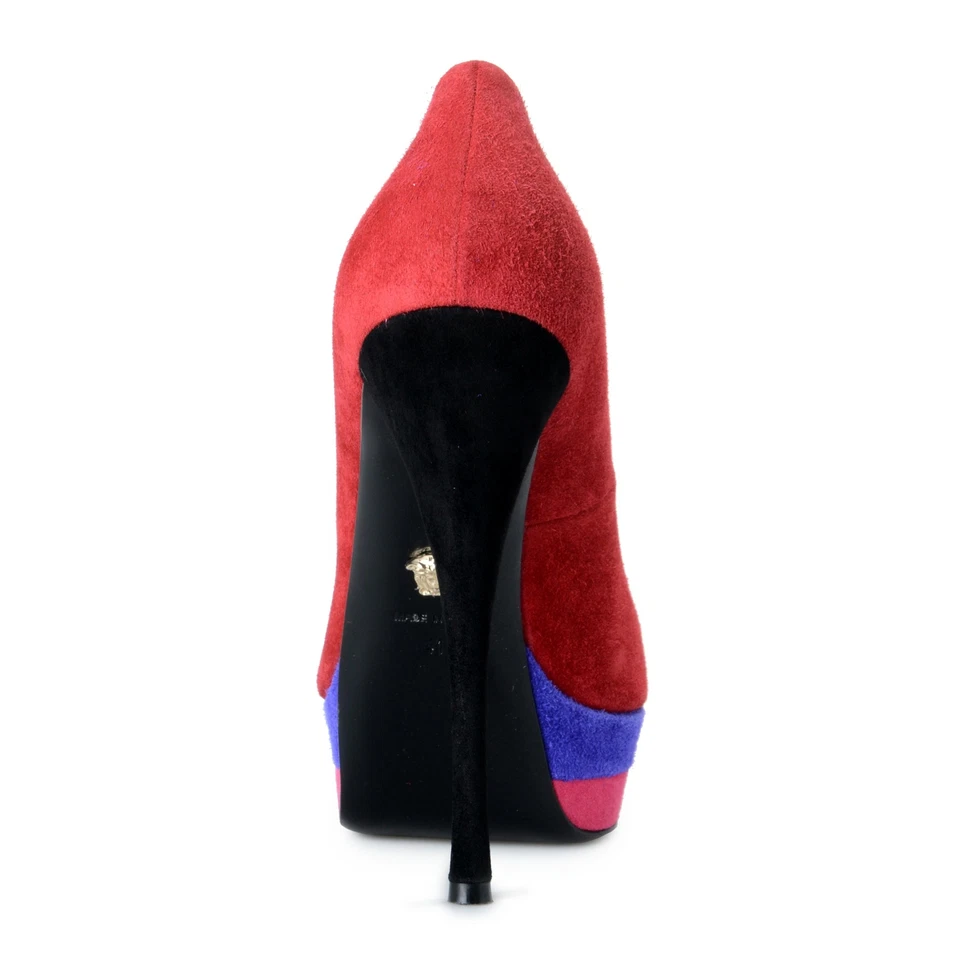 Versace Women's Suede Leather Platforms High Heels Pumps Shoes US 11 IT 41 - Image 3 of 4