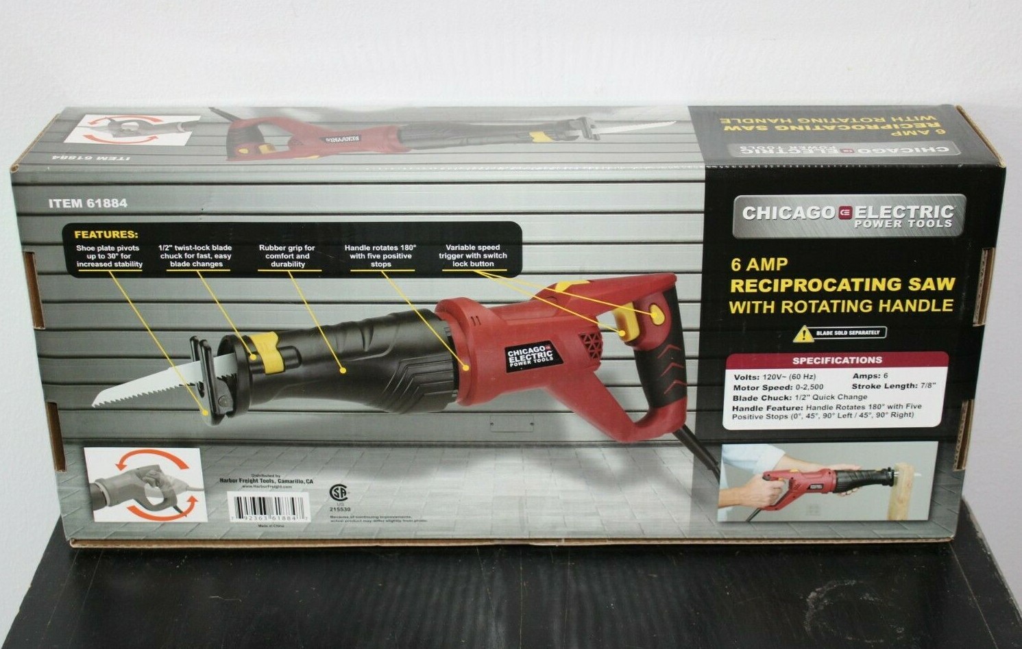 Chicago Eectric 6 Amp Reciprocating Saw with Rotating Handle #61884