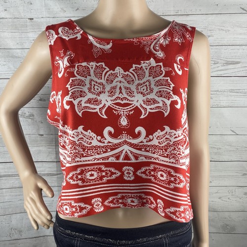 Crop top Forever 21 moderno pomodoro bambina medio rosso bianco floreale estate - Foto 1 di 12